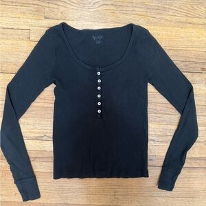 Brandy Melville Black Buttoned Long Sleeve Top